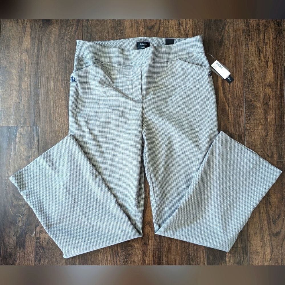 3/$30 NWT Reitmans 18 Black & White Houndstooth Boot Cut Pull On Stretch aSlacks
